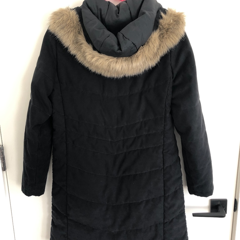 LL Bean Black Microsuede Quilted Coat